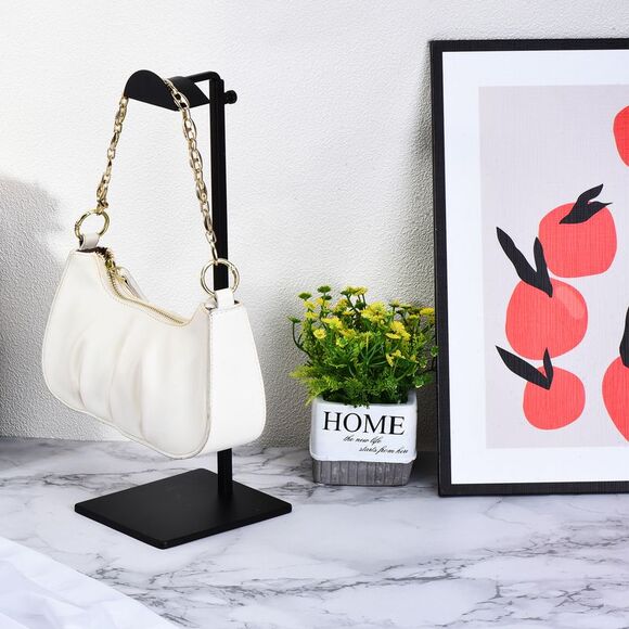 Purse Display Stand Set Metal Adjustable Height Handbag Rack Single Hook Black - Picture 6 of 6